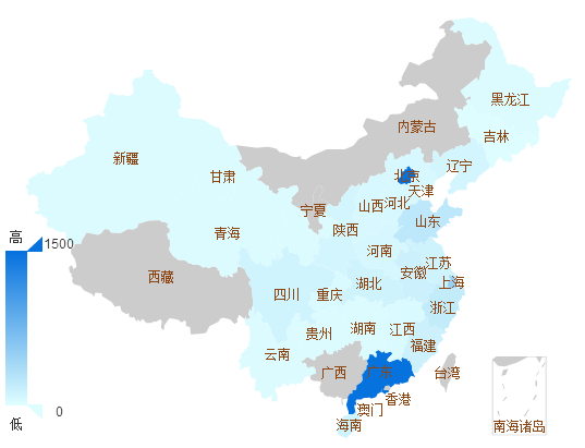 媒體報道所屬區域熱力圖